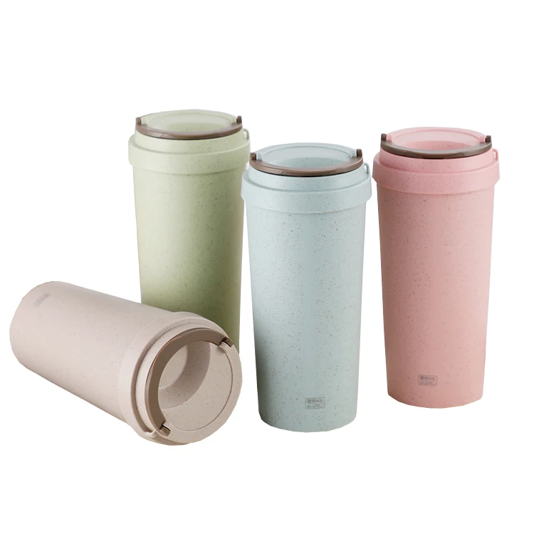 

Rice Husk Fibre BPA-Free Double Wall Insulation Reusable Coffee Cups Travel Mug Screw Tight Lid Textured Grip Ultra Lightweight, 5 colors