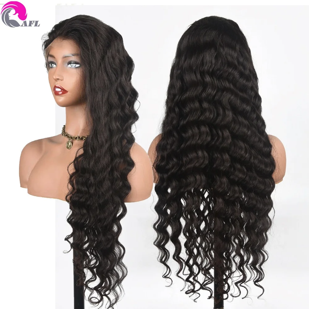 

Wholesale 40 inch deep wave raw cuticle aligned virgin hair13x4 hd lace frontal wig human hair lac front brazilian