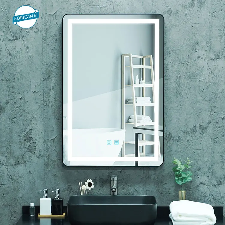 Modern Dimmable LED Lighted Rectangle Bathroom Wall Mounted Led Bathroom Mirror
