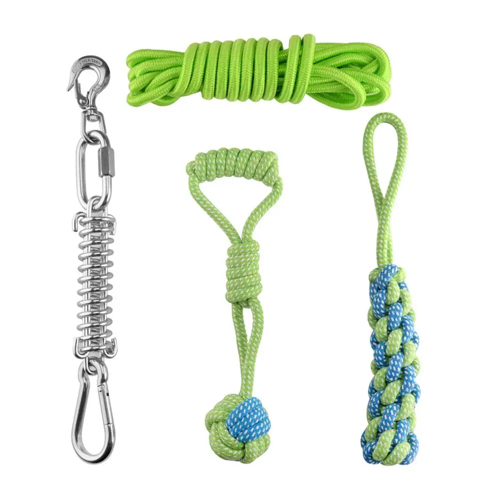 

Pet Dog Toys Stainless Steel Dog Spring Pole Toys Outdoor Strong Hanging Exercise Rope Pet Muscle Builder For Medium Large Dogs