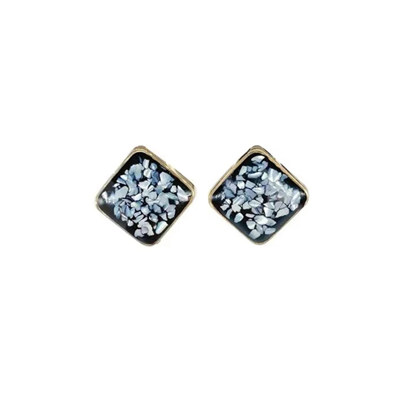 

Fashion Gold Jewelry Onyx Square Earring For Women, Black
