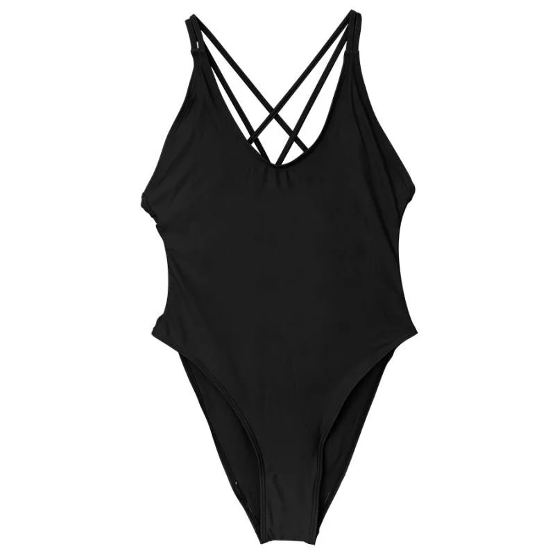 

Sexy Deep V Neck One Piece Swimsuit Removable Chest Pad Solid Backless Beachwear Swimwear Bathing Swimming, A variety of color