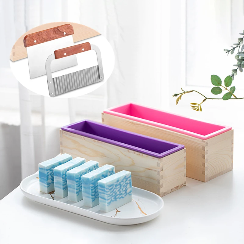 

D012 1200g Rectangular Silicone Loaf Soap Mold for Handmade Form Soap Making Tool With Wooden Box Cake Decorating Tool, Stocked / cusomized