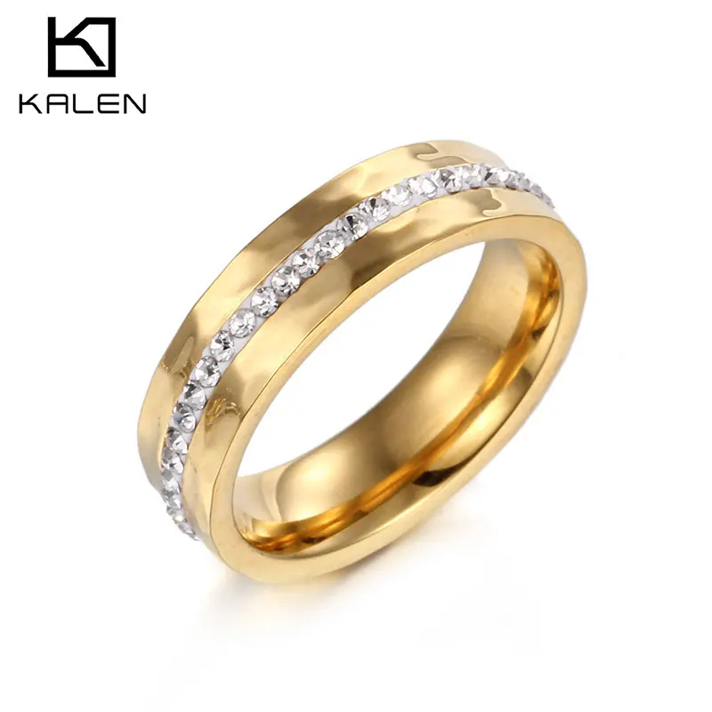 

High Quality Zircon Wedding Rings Jewelry Women Stainless Steel Ring, Silver/gold