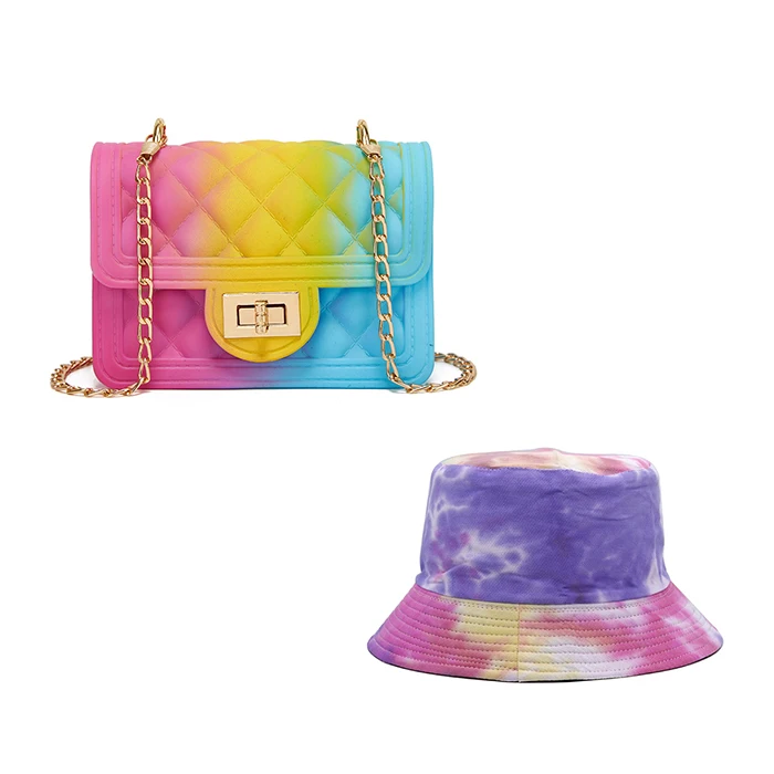 

fashion summer colorful print Women hand bags Hat And Purse Sets