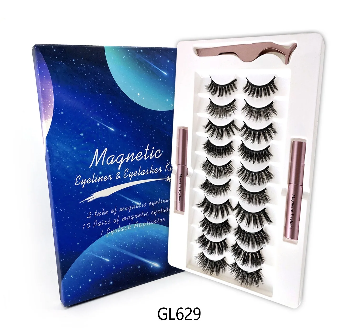 

2021 Queenabeauty wholesale Luxurious 30mm Mink Eyelash Wholesale Lashes 5d Magnetic Eyelashes with Eyeliner, Natural black