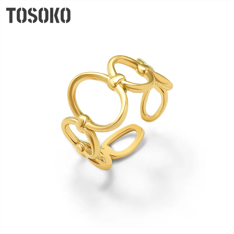 

Stainless Steel Jewelry Ins Minimalist Geometric Ellipse Splicing Ring Female Index Finger Ring Opening Ring BSA151