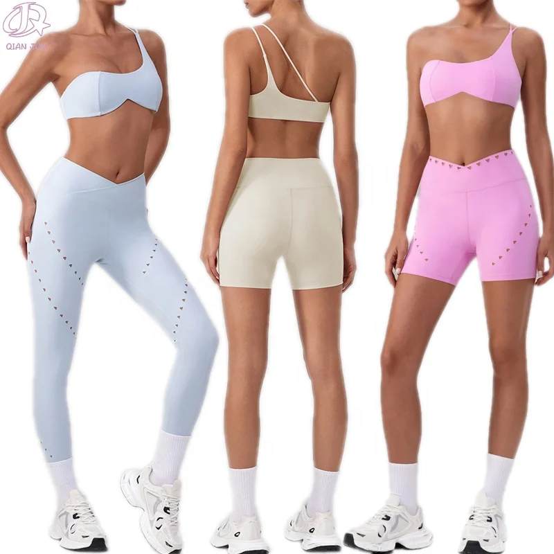 Hot Selling Women's Gym Sets Plus Size Workout Wear Solid Color Yoga Clothing Breathable