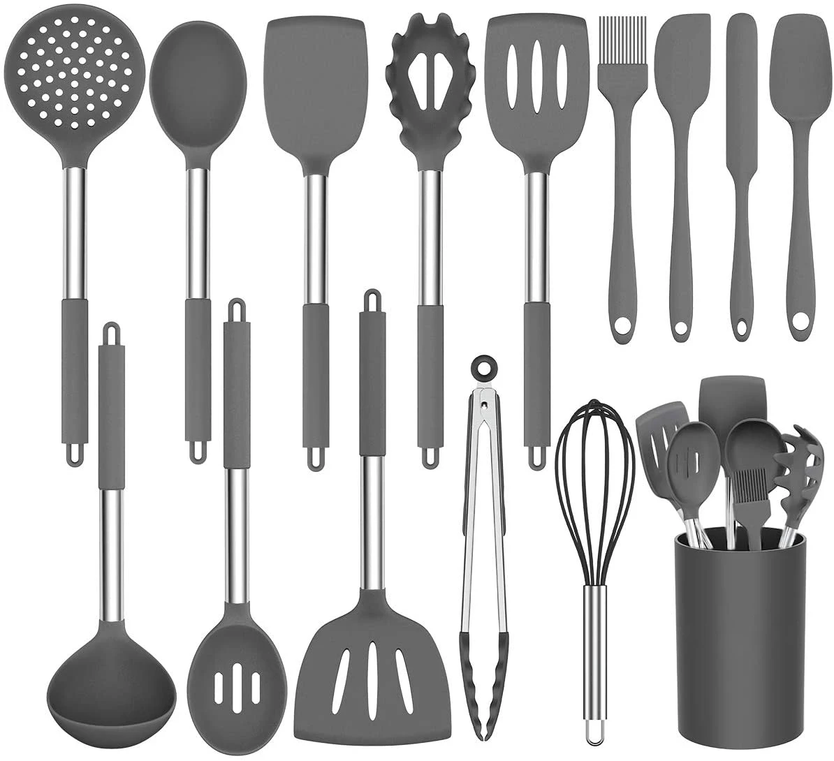 

15pcs Cooking Utensils Set Non-stick Heat Resistan BPA-Free Silicone Stainless Steel Handle Cooking Tools Whisk Kitchen Tools Se