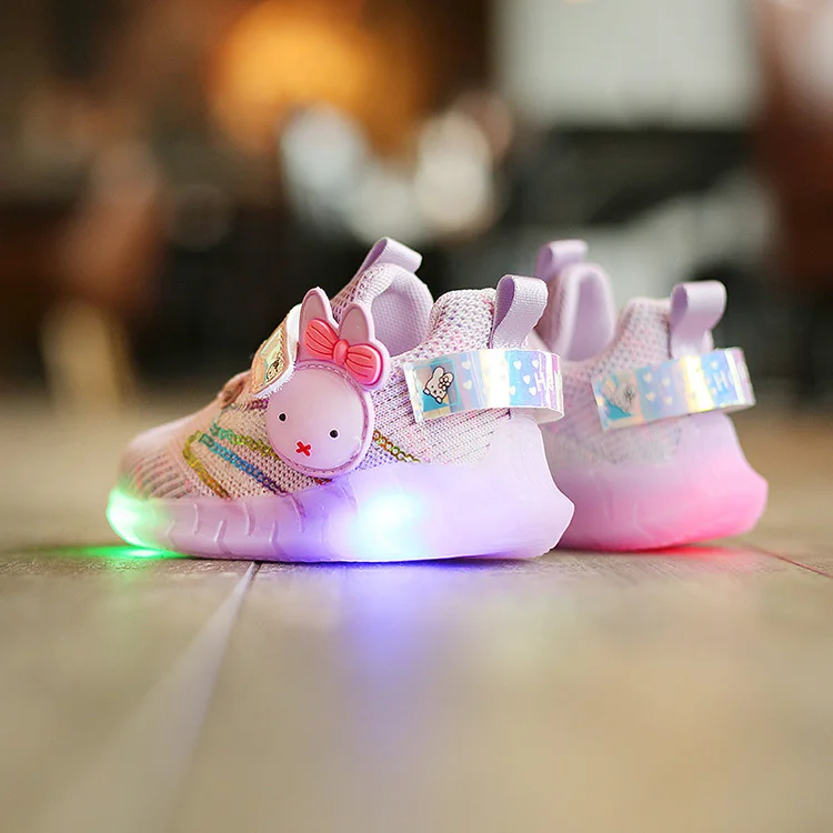 

Wholesale Plastic Princess Led 2020 New Fashion Trend Kids Mesh Upper Toddlers Children Shoes Led Light Casual Sport Sneakers, Pink, purple, green