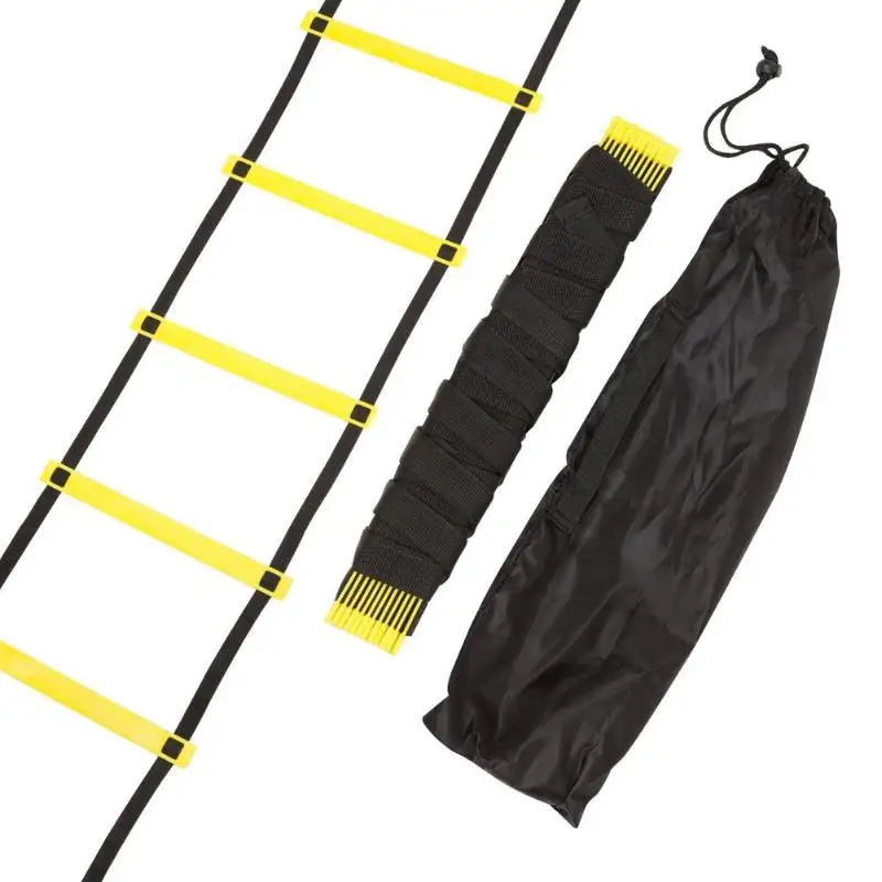 

flat pp rung speed soccer practice training agility ladder set with cover, Yellow