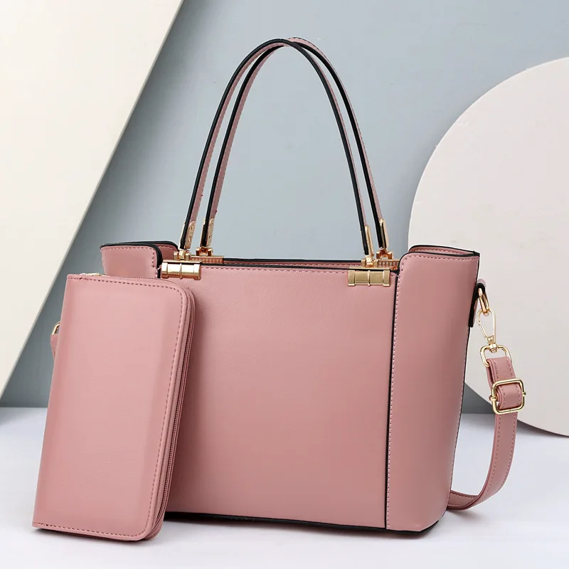 

Ladies Fashion Shoulder Bags PU Leather women Handbag Tote bag with purse Pouch Bag 2 pieces handbags