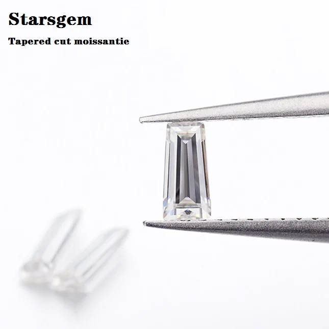 

starsgem wholesale white DEF clear baguette step cut trapezoid jewelry side stone tapered cut moissanite