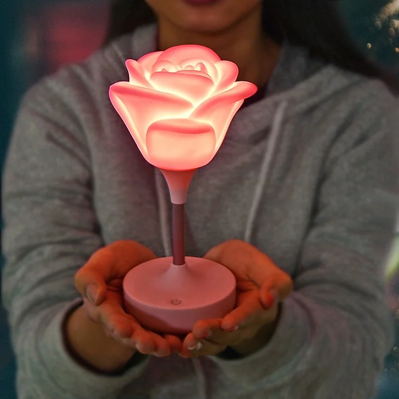 2019 New Christmas present rose portable sensor switch led night lamp