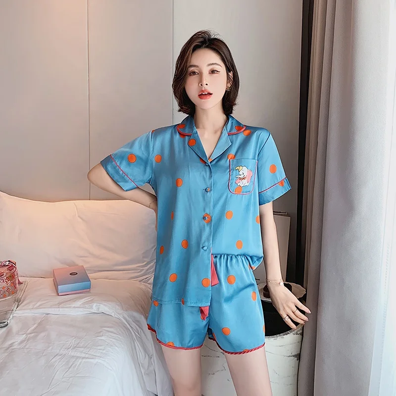 

2021 new net satin sexy lingerie 2 piece shorts set pyjamas sleepwear for women, Pink,blue