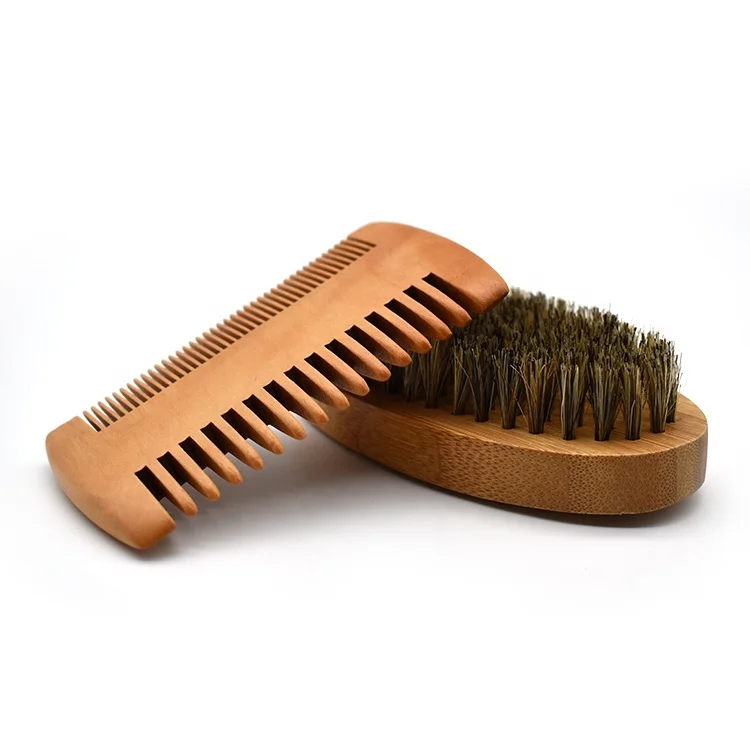 

Custom Facial Hair Beard Grooming Kit Beard Comb and Brush Set Men's Beard Shaping Tool Wooden Comb, Natural color