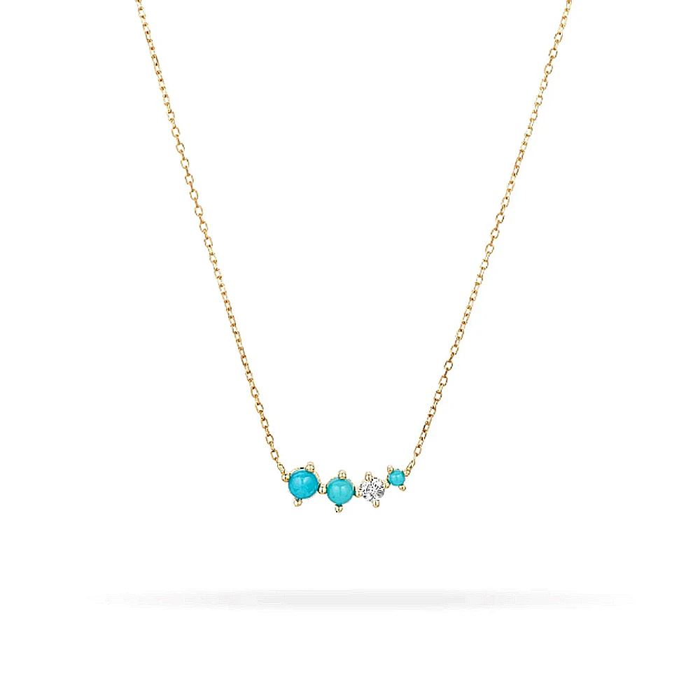 

New Arrivals Fashion Jewelry S925 Sterling Silver 18K Gold Plated Turquoise Pendant Necklace For Women