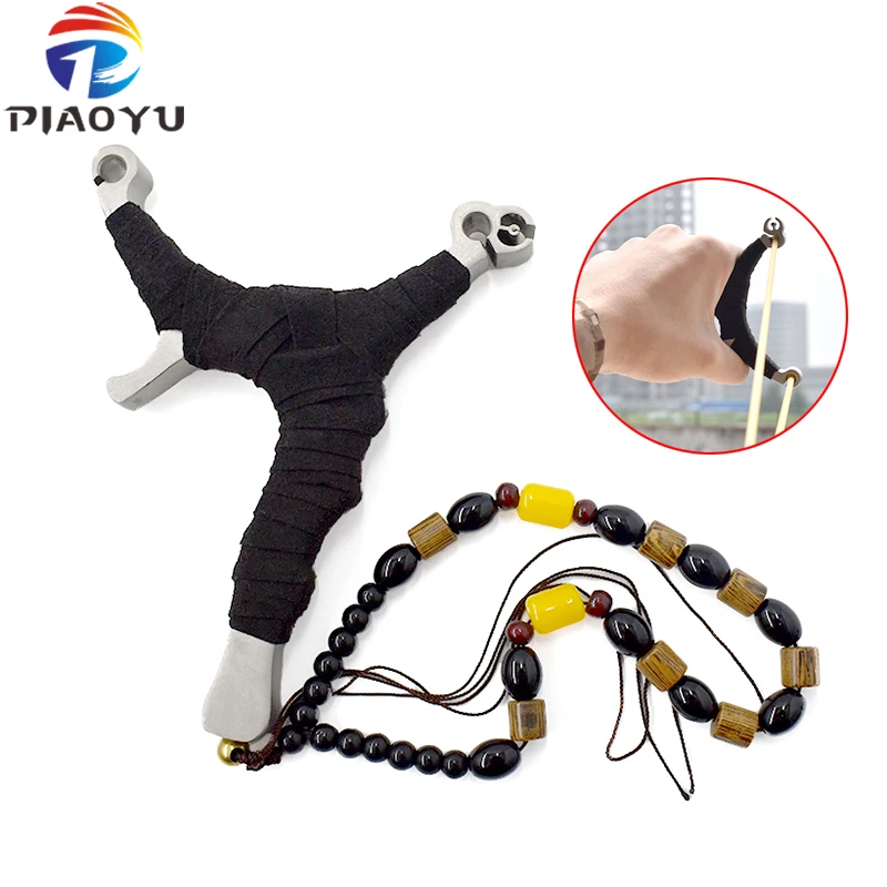 

Left/right-handed traditional game outdoor hunting slingshot stainless steel flat rubber band slingshot