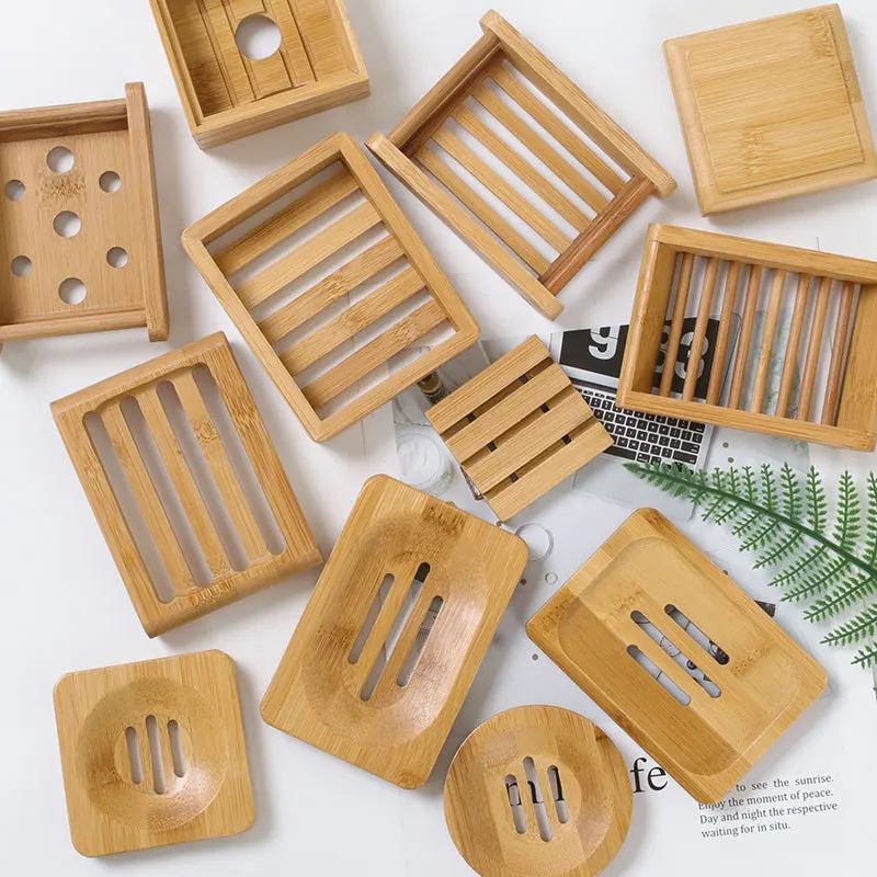 

Bamboo Material Round Rectangular Bamboo Soap Dish Soap Case Holder