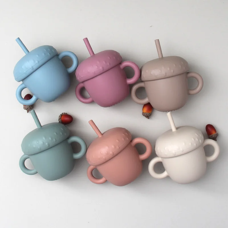

2021 Hot Selling Food Grade Silicone Baby Cup baby silicone pastel cups, 10 colors in stock, weclome custo colors