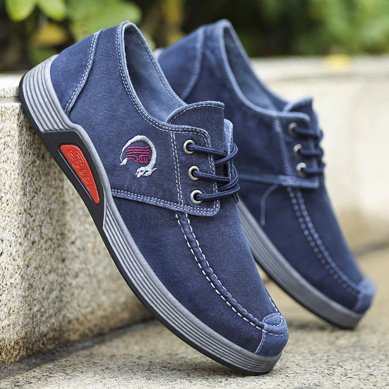 

NX361 New Style Casual Lace Up Denim Loafer Slip On Sports Shoes Men Trendy Canvas Sneakers, As picture or custom