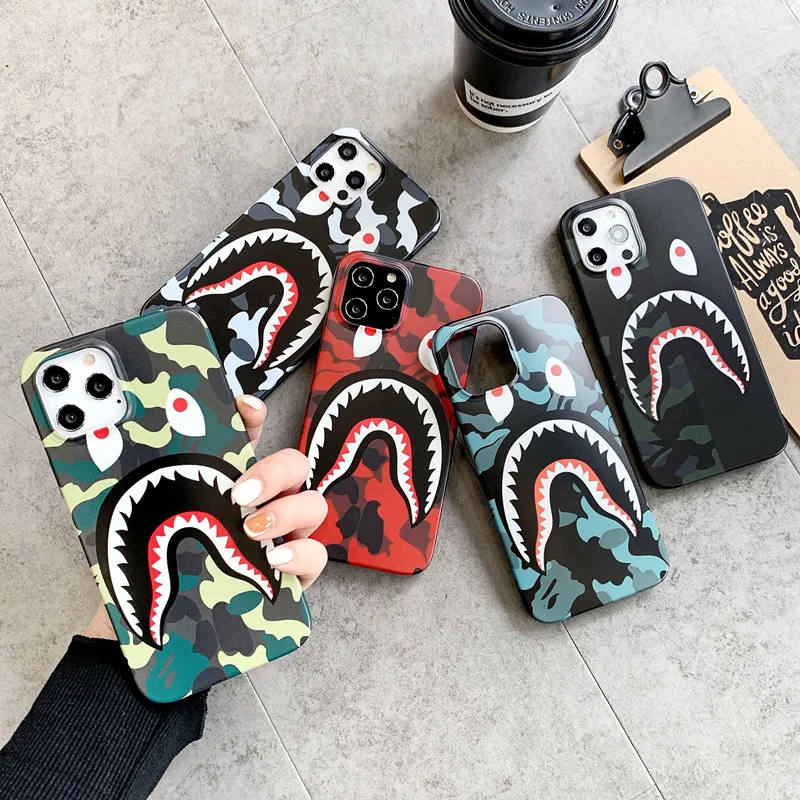 

shark design phone case for iphone12 11pro max Fashion brand camouflage color iphone7 8plus xr xs max soft cases