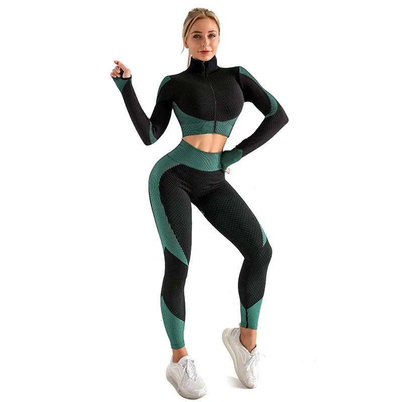 

L453 ready to ship woman sexy fitness sets knitted seamless yoga wear