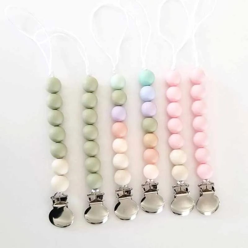 

New Designs Silicone Baby Teething Pacifier Clip Metal Soother Holder