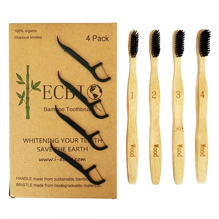 

CE Approved Eco Friendly BPA Free 100% Organic Charcoal Bristle Bamboo Toothbrush, Customized