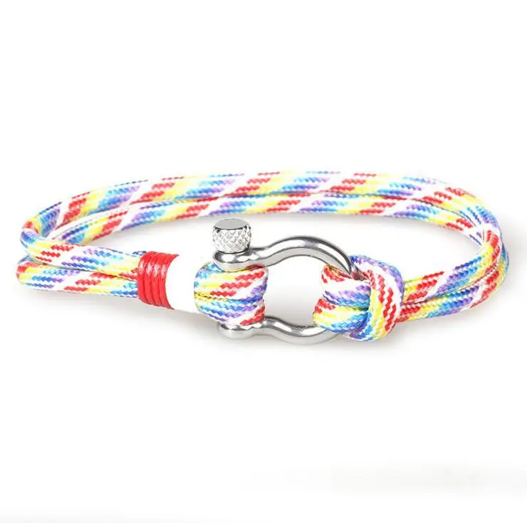 

Newest Mens Screw Anchor Cord Nautical Rope Survival Surfer Sailor Fashion Cool Simple Bracelets, Red,black, blue,green,pink