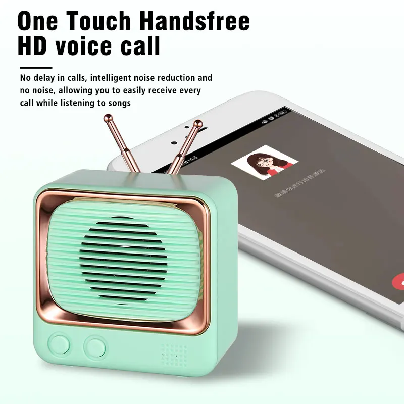 DW02 Retro Design Wireless Blue-tooth 5.0 Speaker Portable Mini TV Speaker 4D Sounds HIFI Loudspeaker Handfree Noise Reduction - ANKUX.COM