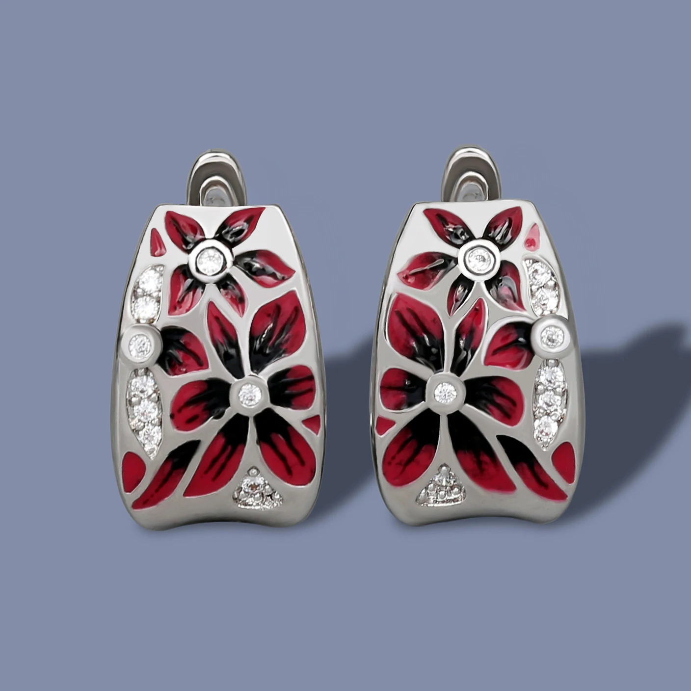

High Quality Wholesale KYED0529 Flower Shape 3A Small Zircon Enamel Earrings for Women
