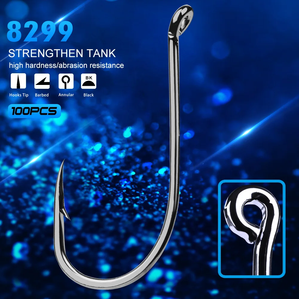 

Wholesale 100pcs Single Barbed Fishhooks Pack 1/0#- 8/0# High Carbon Steel Fishing Hook Carp Fishing Hooks