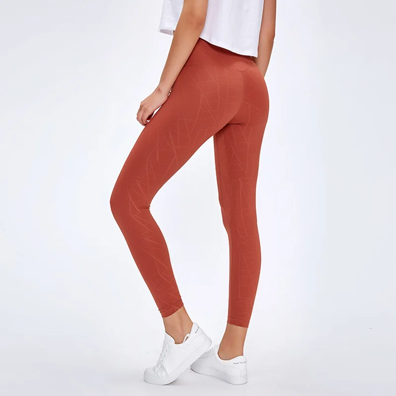 

2021 spring new nude yoga pants women's high waist hips running sports feet fitness pants