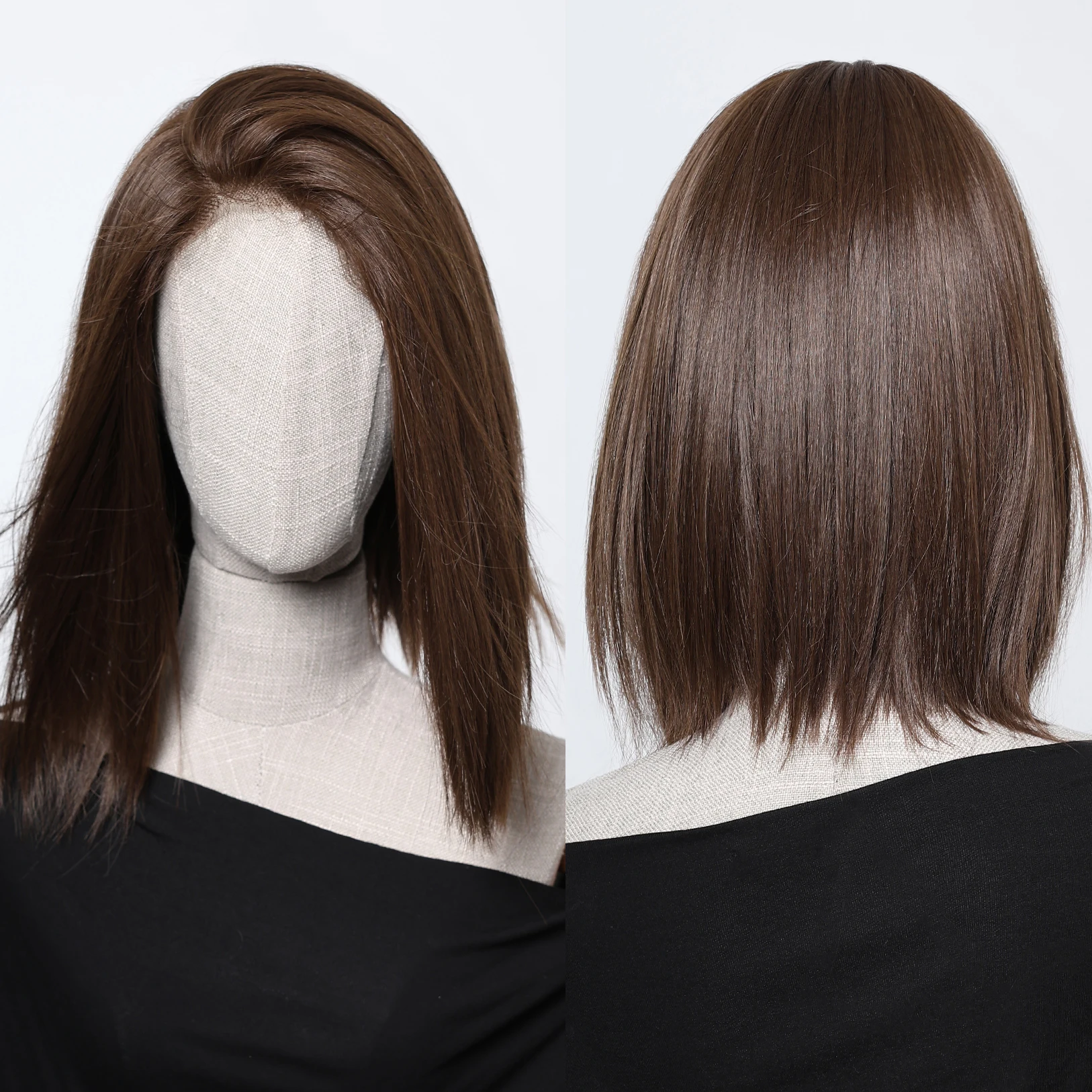 Brown 13*6 Lace Front Wig Future Fiber Synthetic Wig Long Natural Layered Hair Straight Wig Daily Heat Resistant