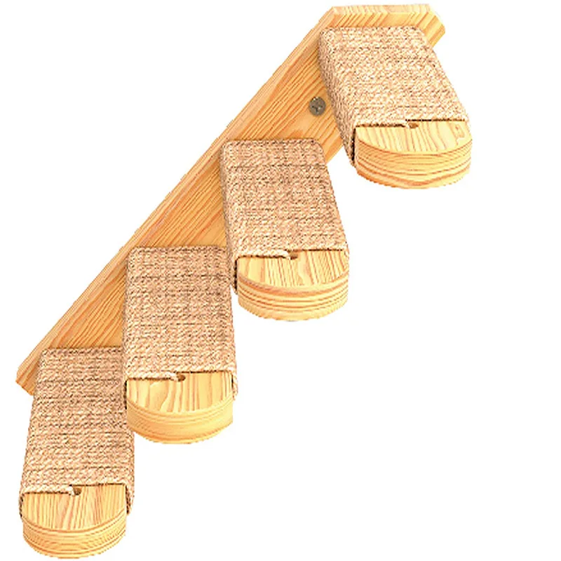 

Bamboo wood wall-mounted cat climbing frame ladder multi-layer cat hammock rack sisal springboard stair toy