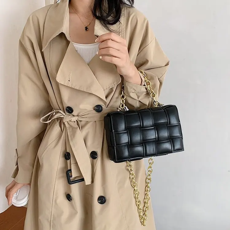 

Bag Women 2021 The New Tide Fashion Woven Shoulder Bag ins Chain Hand Messenger Bag, White, yellow, green, black, orange, sky blue