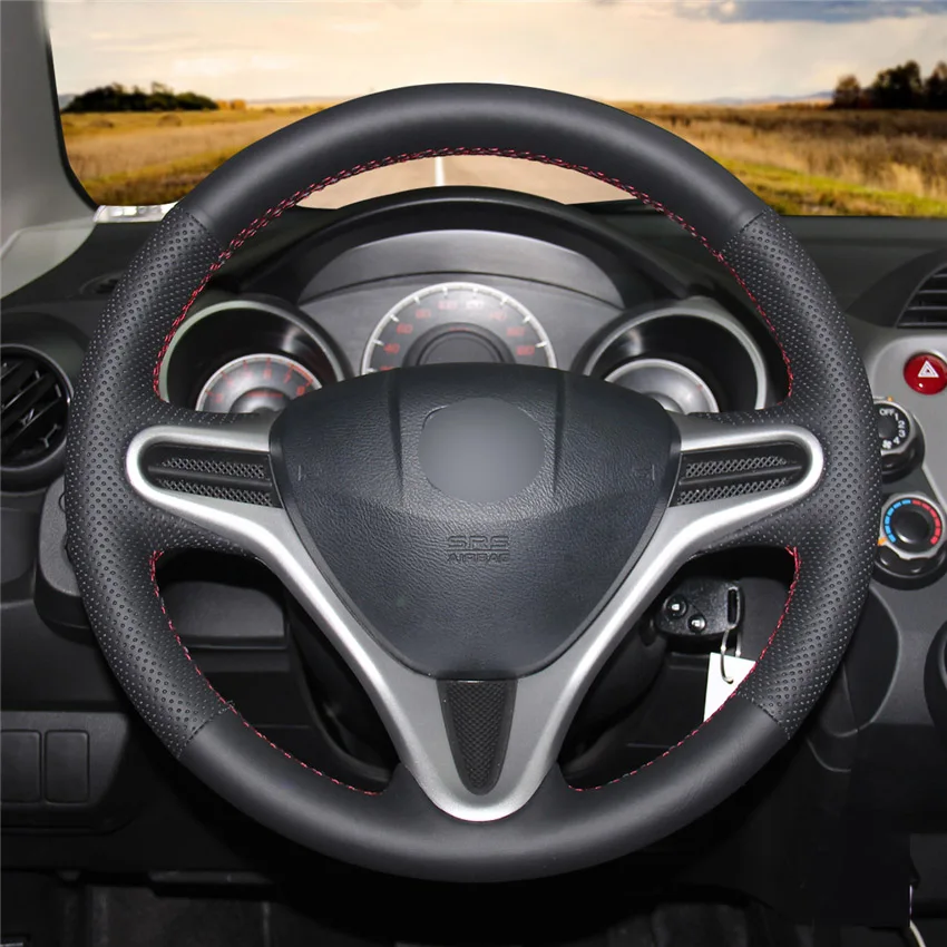 

Mewant Hand Stitched Artificial Leather Steering Wheel Cover for Honda Fit City Jazz Insight HR-V HRV Vezel 2002-2019