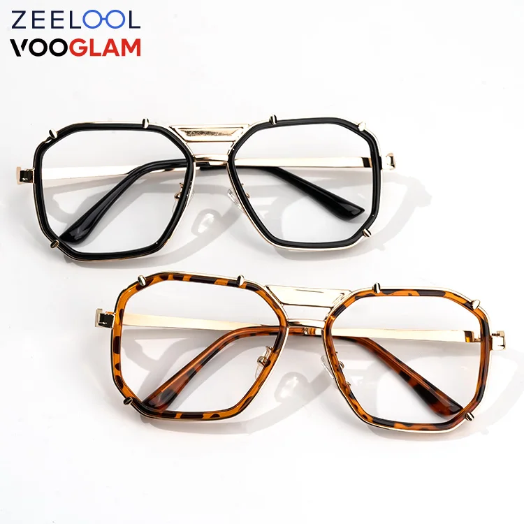 

Zeelool Vooglam Women Glasses Geometric Shape Black Tortoise Color Glasses Frame With Demo Clear Lenses