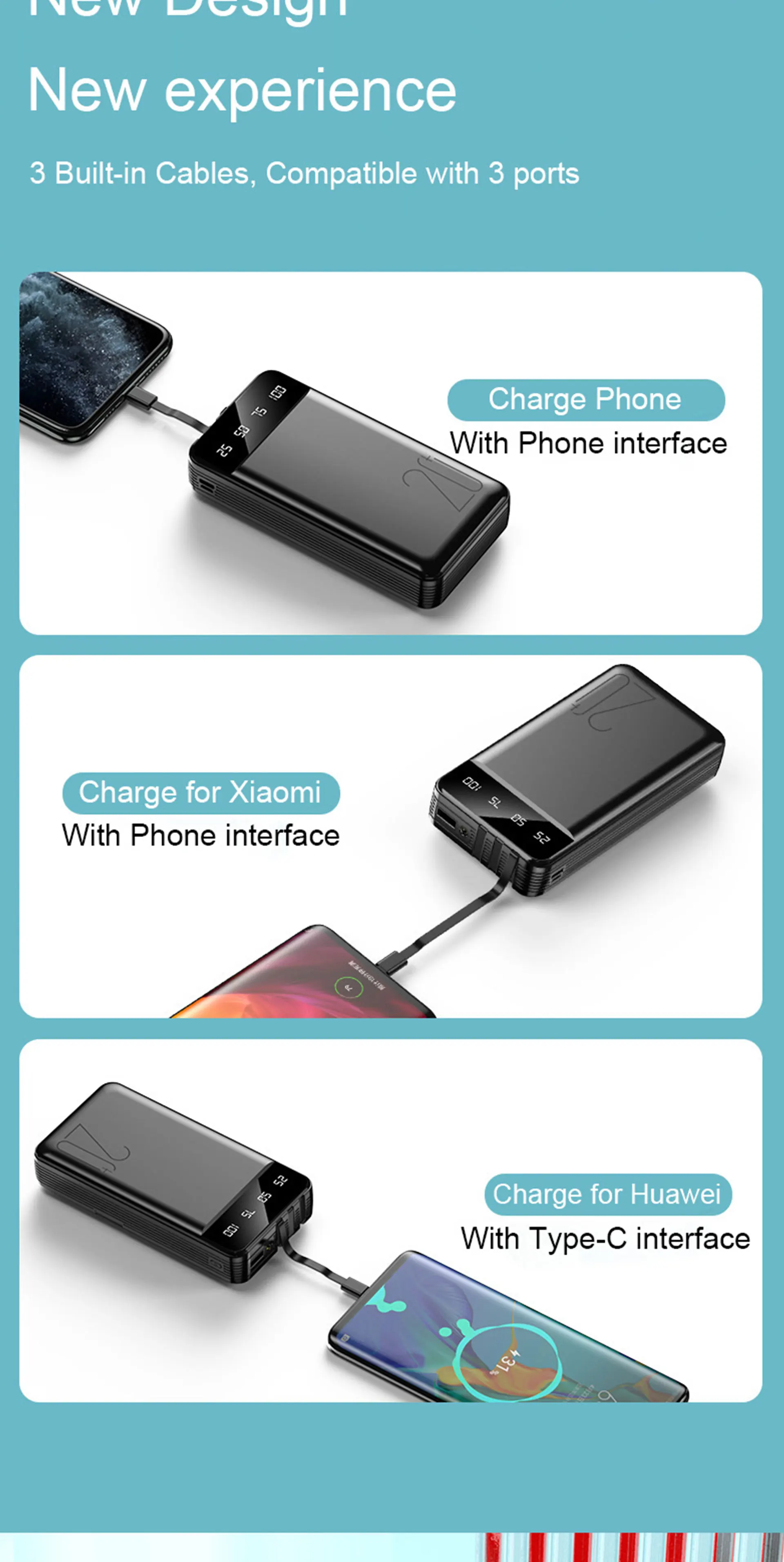 2020 New Factory hot sale fast charging power bank 20000mah emergency powerbank Type-C power banks backup with phone holder - ANKUX.COM