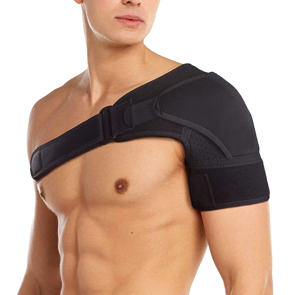 

Adjustable Fit Shoulder Support Compression Sleeve Pain Relief Recovery Shoulder Brace for Men & Women, Black/custom