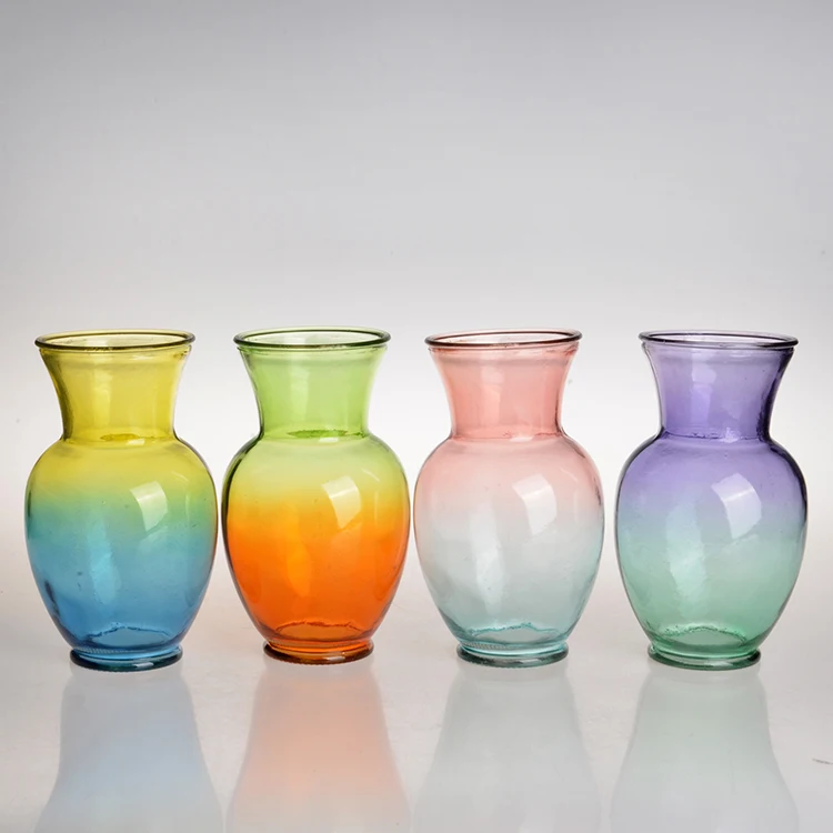 Wholesale Colorful Round Shape 20cm Tall Decorative Transparent Vase
