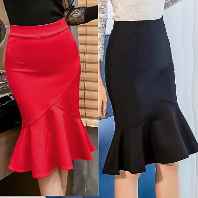 

Fashion Women High Waist Office Mermaid Skirt Wear Skirts, Red,black
