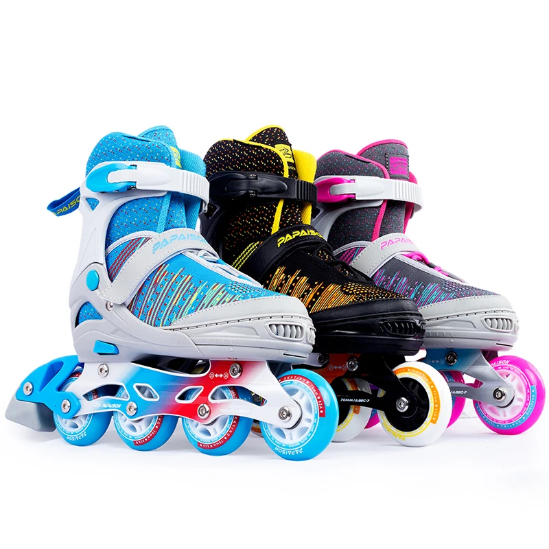 

adjustable size inline skate with 4 flashing PU wheels in stocks wholesale