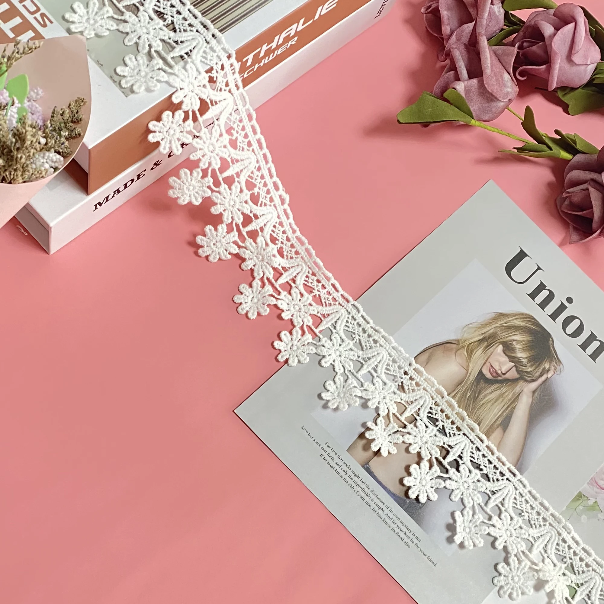 

New clothing accessories 3CM white milk cotton water soluble embroidery lace