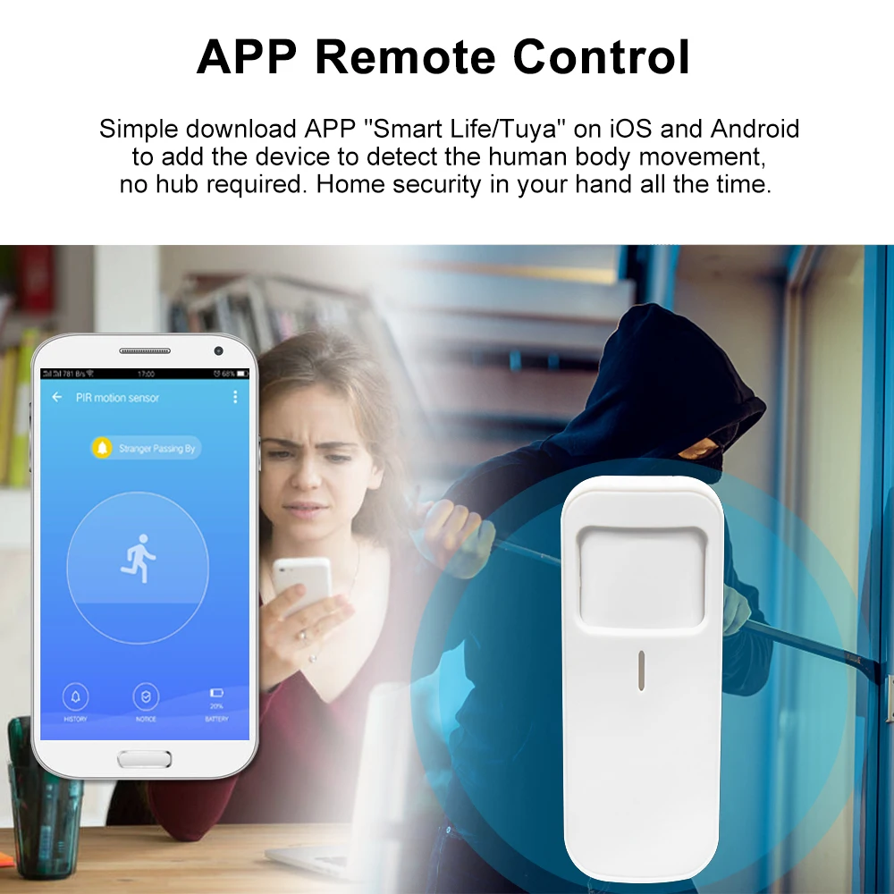 Wale Tuya smart sensor independent wireless motion detector WIFI PIR sensor with Lithium battery CR123A - ANKUX.COM