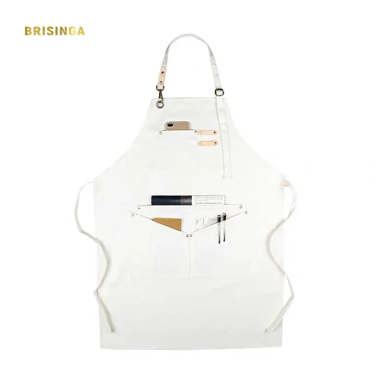 

cotton apron simple fashion art attendant white aprons for barista