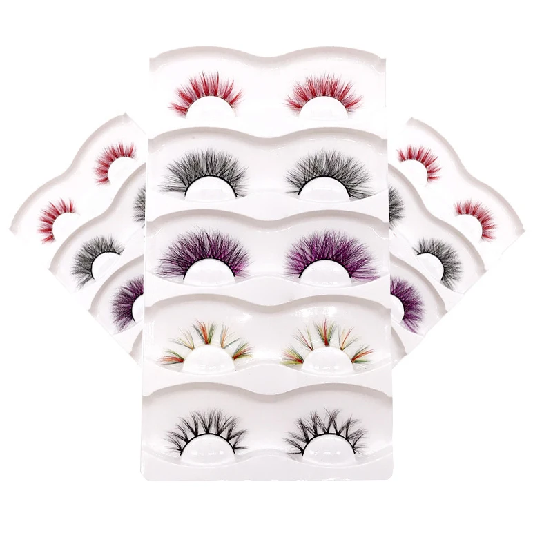 

3d colorful mink eye lashes hand made synthetic color lashes fake eyelashes