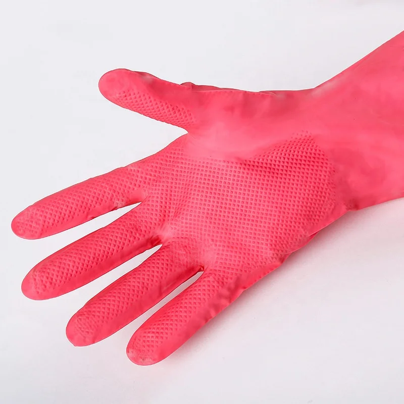 H300 Household Natural Rubber Latex Glove With Cotton Flocked Lined For