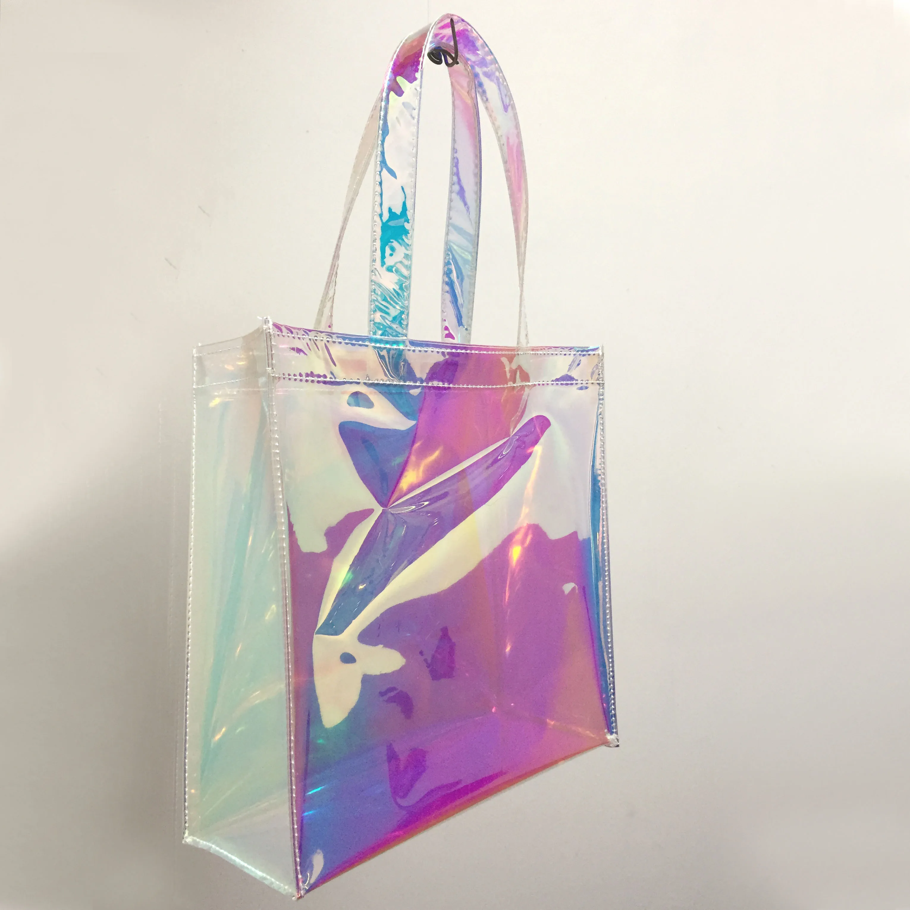 Rainbow Hologram Clear Tote Bags Pvc Transparent Beach Handbag - Buy ...